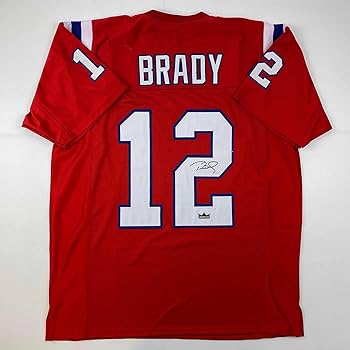 Facsimile Autographed Tom Brady New England Red Reprint Laser Auto